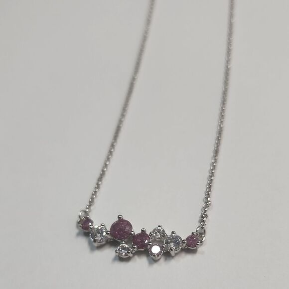 Bomb Party Necklace RBP5692 Bold and Brilliant Rose Quartz Cubic Zirconia - Picture 1 of 3